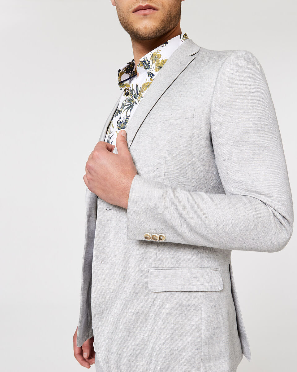 Slim Stretch Textured Tailored Jacket, Grey, hi-res